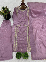 Elegant Sequence Work Lavender Color Palazzo Suit