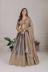 Marriage Special Heavy Work Grey Color Lehenga Choli