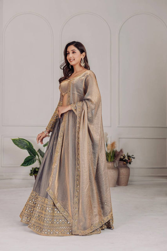 Marriage Special Heavy Work Grey Color Lehenga Choli