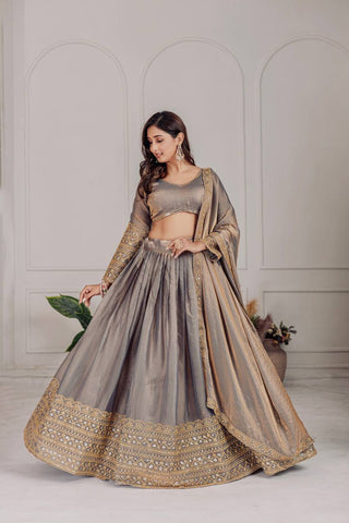 Marriage Special Heavy Work Grey Color Lehenga Choli