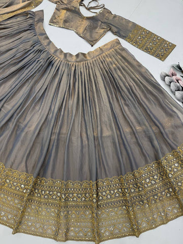 Marriage Special Heavy Work Grey Color Lehenga Choli