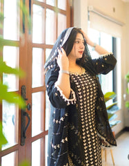 Fantastic Embroidery Work Black Color Sharara Suit