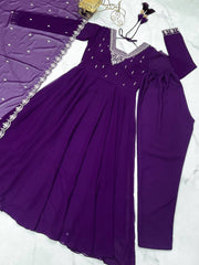 Graceful Purple Color Anarkali Gown