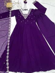 Graceful Purple Color Anarkali Gown