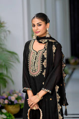 Ravishing Embroidery Work Black Color Sharara Suit