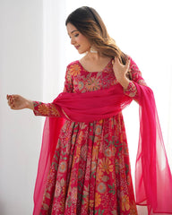 Unique Digital Print Pink Color Palazzo Suit