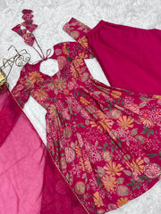 Unique Digital Print Pink Color Palazzo Suit