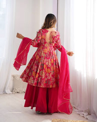Unique Digital Print Pink Color Palazzo Suit