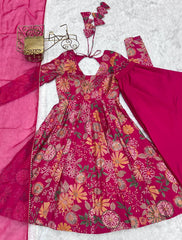 Unique Digital Print Pink Color Palazzo Suit