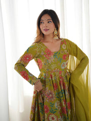 Unique Digital Print Green Color Palazzo Suit