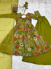 Unique Digital Print Green Color Palazzo Suit