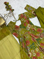 Unique Digital Print Green Color Palazzo Suit