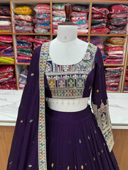Wedding Wear Embroidery Work Purple Color Lehenga Choli