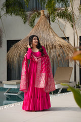 Festive Wear Pink Color Anarkali Gown