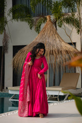Festive Wear Pink Color Anarkali Gown