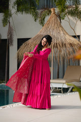 Festive Wear Pink Color Anarkali Gown