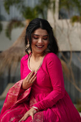 Festive Wear Pink Color Anarkali Gown