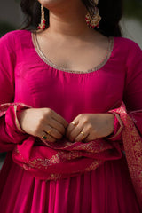 Festive Wear Pink Color Anarkali Gown
