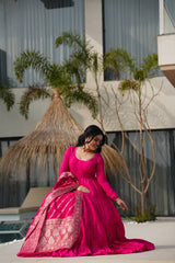 Festive Wear Pink Color Anarkali Gown