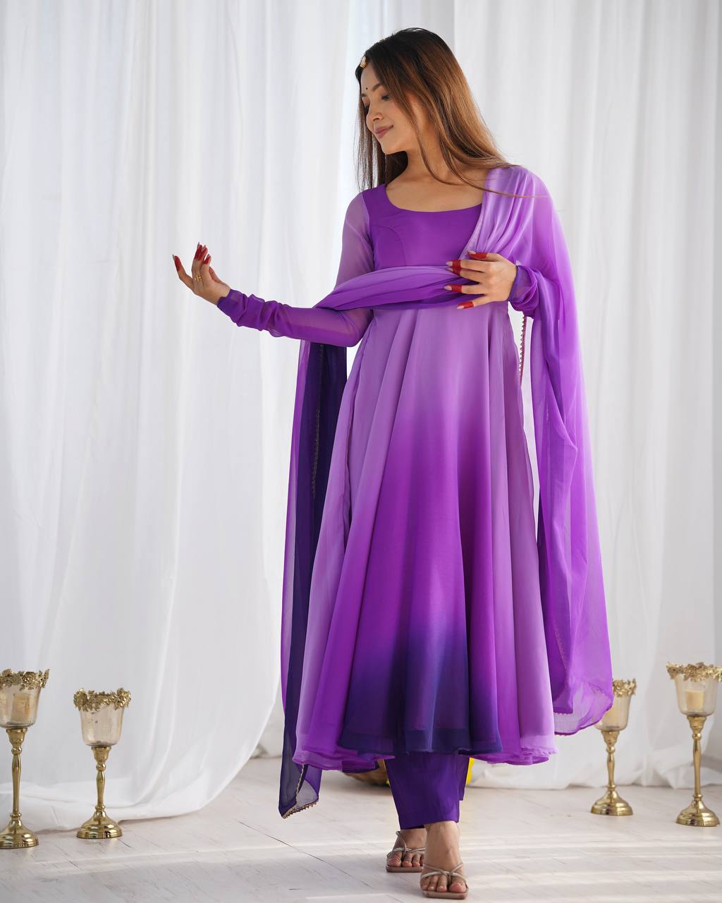 Attractive Georgette Purple Color Anarkali Suit