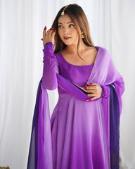 Attractive Georgette Purple Color Anarkali Suit