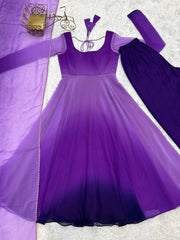 Attractive Georgette Purple Color Anarkali Suit