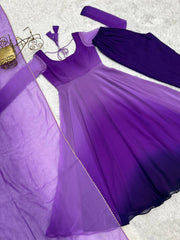 Attractive Georgette Purple Color Anarkali Suit