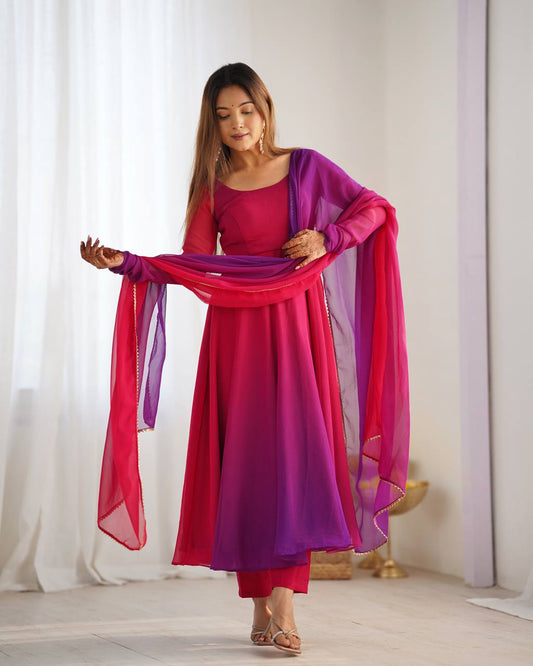 Attractive Georgette Dark Pink Color Anarkali Suit