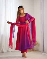 Attractive Georgette Dark Pink Color Anarkali Suit