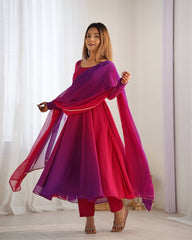 Attractive Georgette Dark Pink Color Anarkali Suit