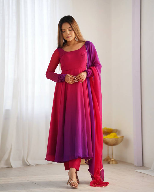 Attractive Georgette Dark Pink Color Anarkali Suit