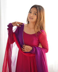 Attractive Georgette Dark Pink Color Anarkali Suit