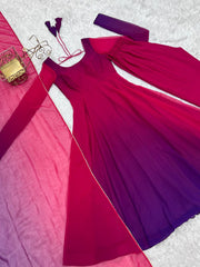 Attractive Georgette Dark Pink Color Anarkali Suit