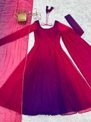 Attractive Georgette Dark Pink Color Anarkali Suit