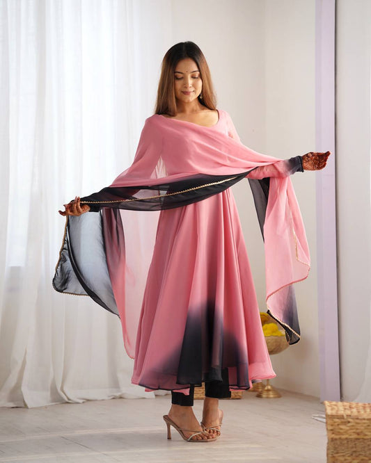 Attractive Georgette Onion Pink Color Anarkali Suit