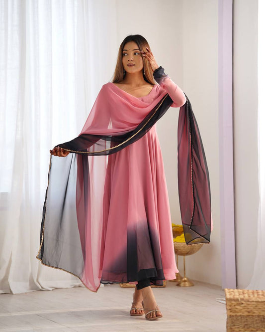 Attractive Georgette Onion Pink Color Anarkali Suit