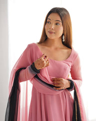Attractive Georgette Onion Pink Color Anarkali Suit