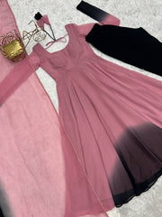Attractive Georgette Onion Pink Color Anarkali Suit