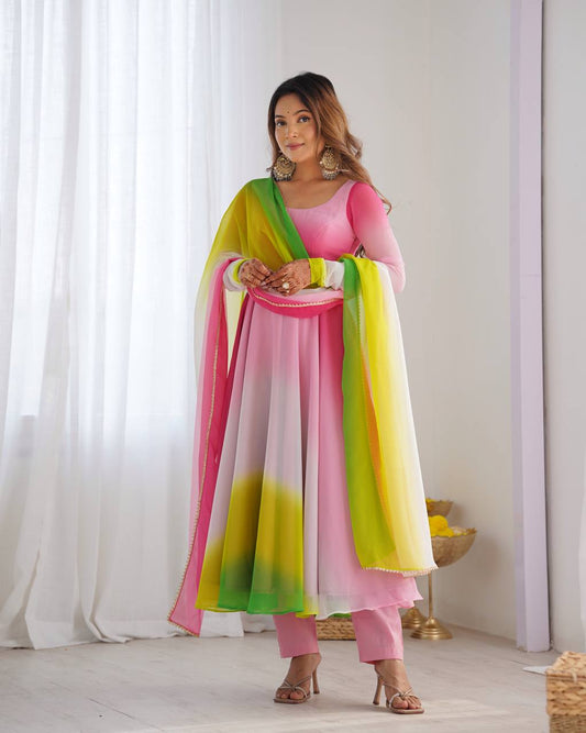 Attractive Georgette Multi Color Anarkali Suit