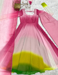 Attractive Georgette Multi Color Anarkali Suit
