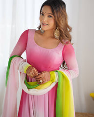 Attractive Georgette Multi Color Anarkali Suit