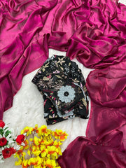 Party Wear Wine Color Space Silk Saree With Heavy Blouse