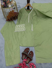 Amazing Green Palazzo Suit With Dupatta