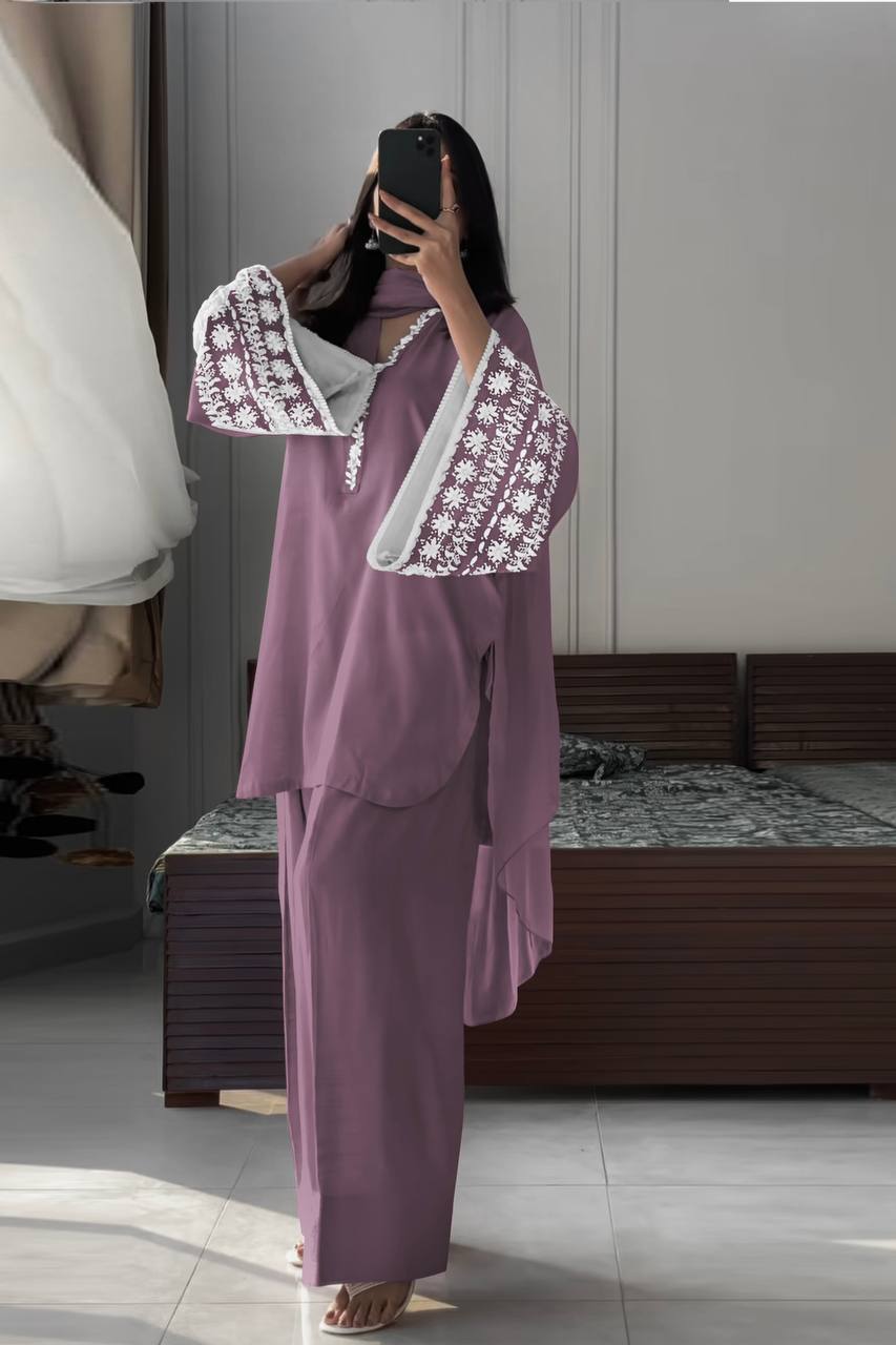 Amazing Onion Palazzo Suit With Dupatta