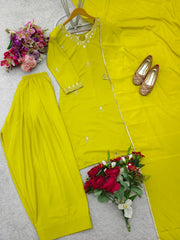 Amazing Sequence Work Yellow Color Palazzo Suit