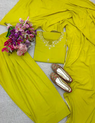 Amazing Sequence Work Yellow Color Palazzo Suit