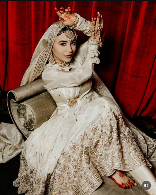 Mesmerizing Embroidery Work White Color Anarkali Gown