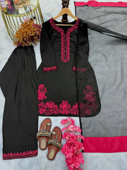 Fancy Embroidery Work Black Color Palazzo Suit