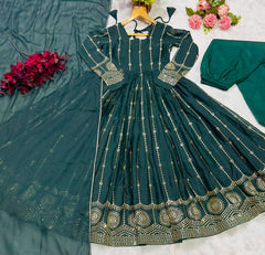 Presenting Georgette Green Color Anarkali Suit