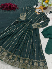 Presenting Georgette Green Color Anarkali Suit